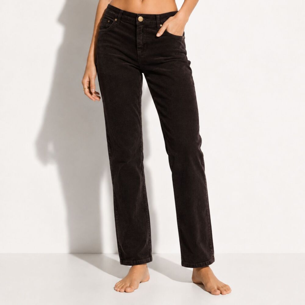 KUT from the Kloth Karen Corduroy Pants Womens 8 Brown Low Rise Straight Leg